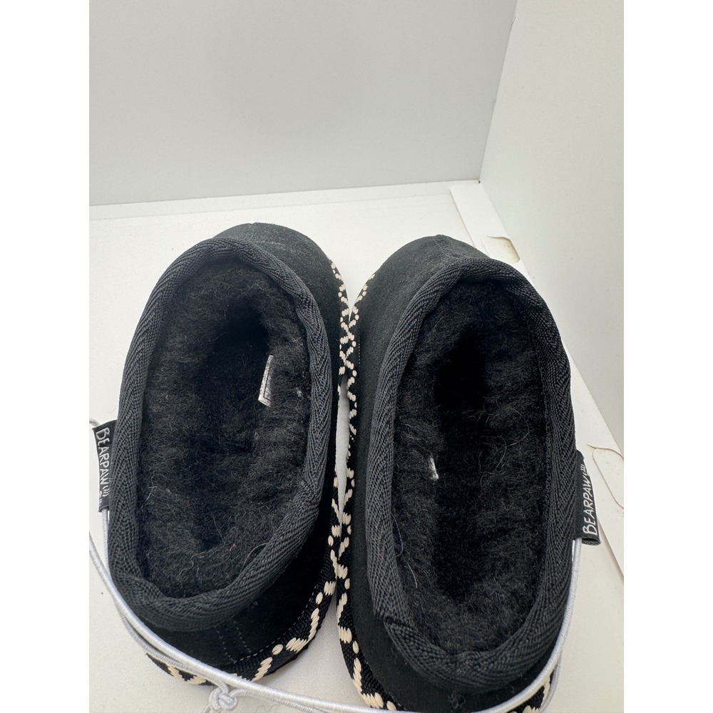 Bearpaw Kids Black Suede Shearling Lined Clog Slippers Cozy Warm Size 9 Toddler - Picture 4 of 6